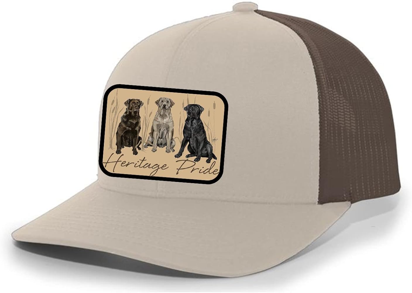 Heritage Pride Canine Collection Three Labs Labrador Retriever Mens Embroidered Mesh Back Trucker Hat