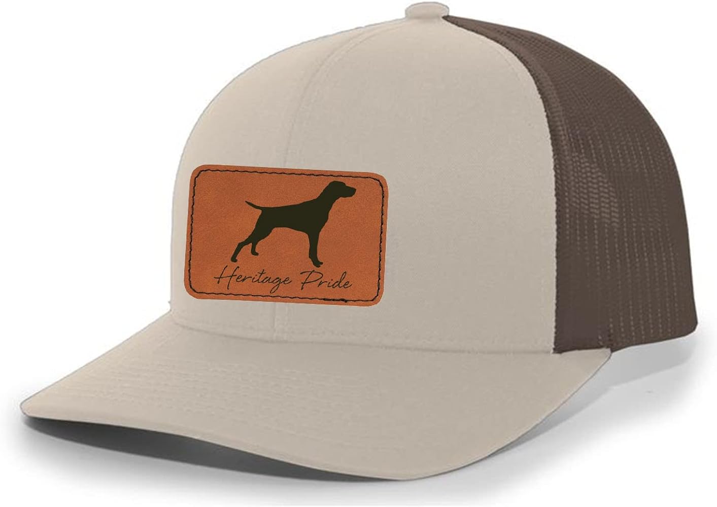 Heritage Pride Canine Collection German Pointer Bird Dog Mens Hunting Engraved Leather Patch Mesh Back Trucker Hat