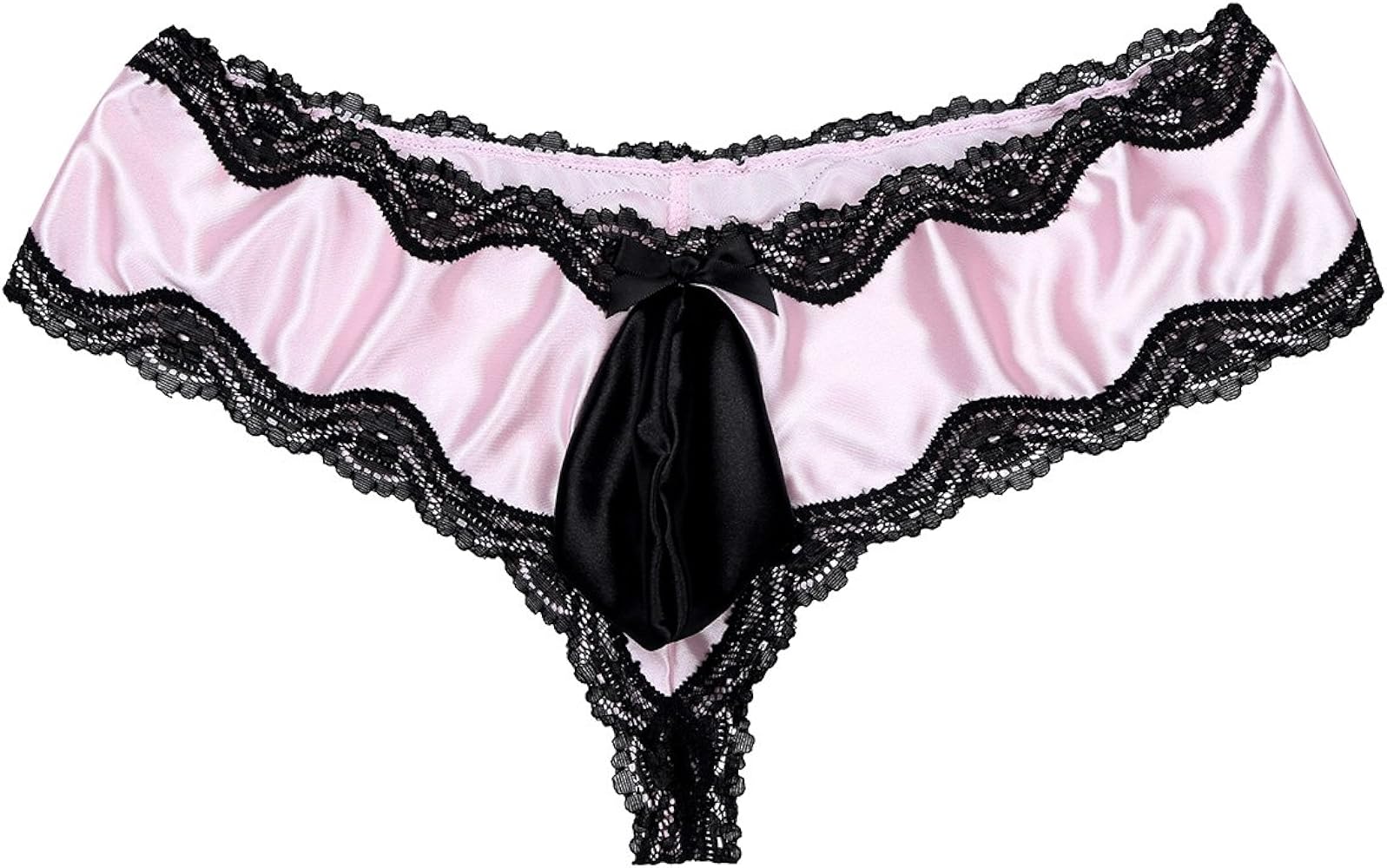 Men's Lace Satin Underwear Sissy Lingerie Micro Pouch Thongs Briefs Crossdress Underpants