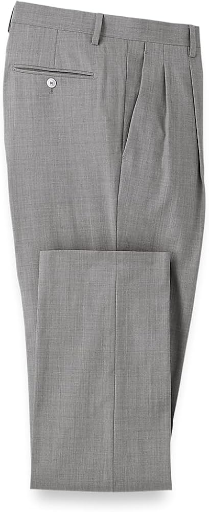 Paul Fredrick Men's Wool Stretch Bengaline Pleated Suit Pants