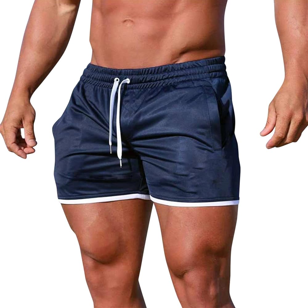 Men's 5" Gym Workout Shorts Regular Fit Elastic Waist Casual Shorts Solid Color Lightweight Summer Beach Shorts with Pockets