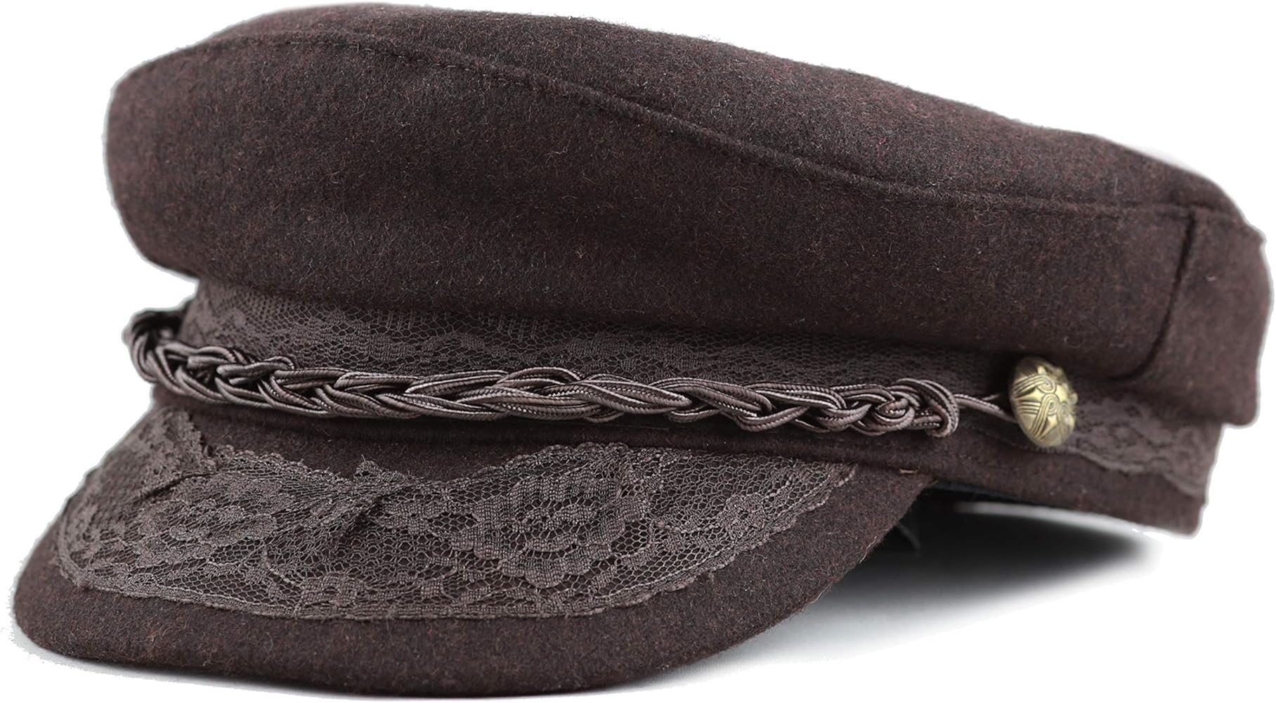 The Hat Depot Winter Unisex Wool & Faux Leather Greek Fisherman Sailor Fiddler Driver Hat Flat Cap