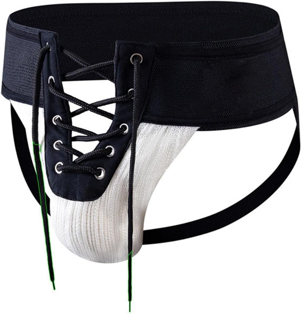 Men's Lace Up Jockstrap Underwear Briefs Athletic Supporters Sexy G-Strings Thongs Ball Pouch Bulge Lingerie Trunks