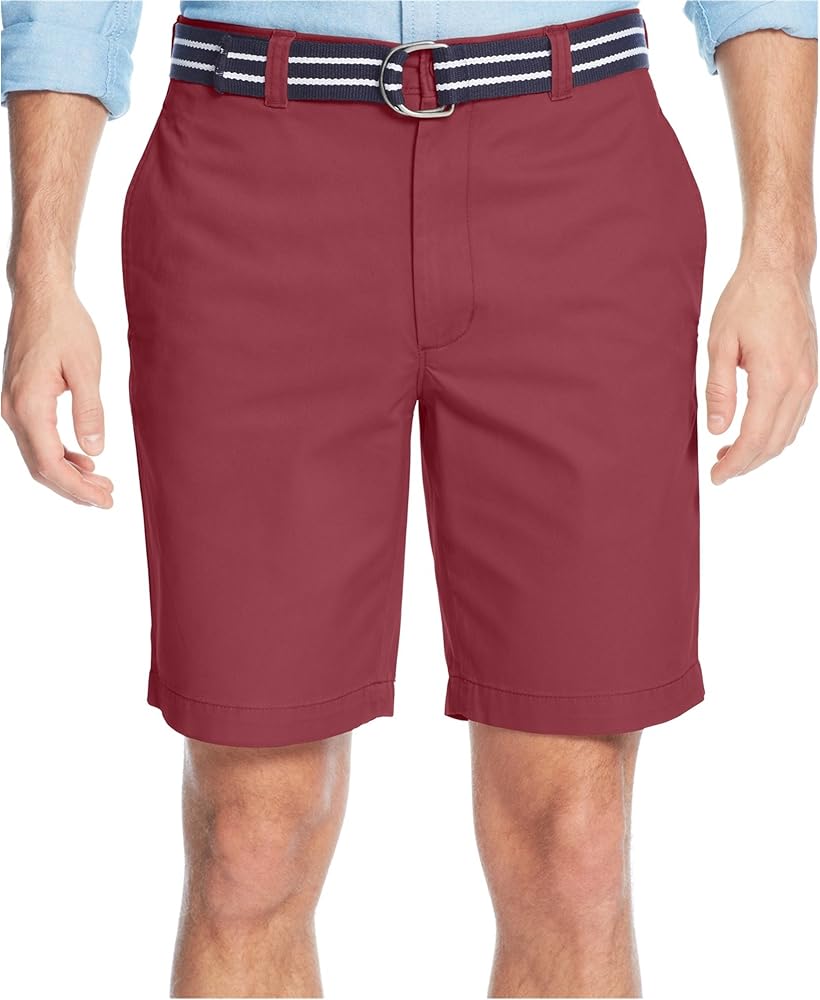 Club Room Mens Flat Front with Belt Casual Chino Shorts, Pink, 42