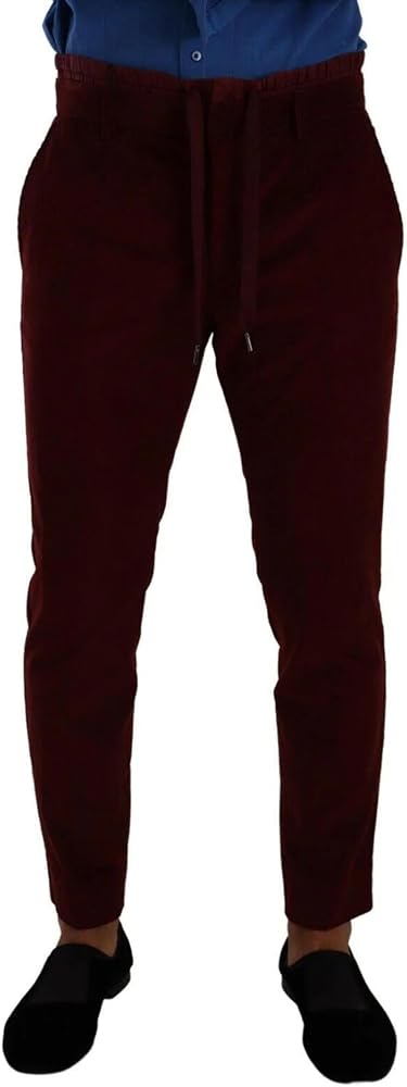 Dolce & Gabbana Bordeaux Velvet Mens Formal Trouser Dress Men's Pants